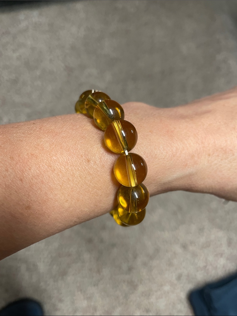 Vintage Amber Yellow Bead Stretch Bracelet - Women Jewelry